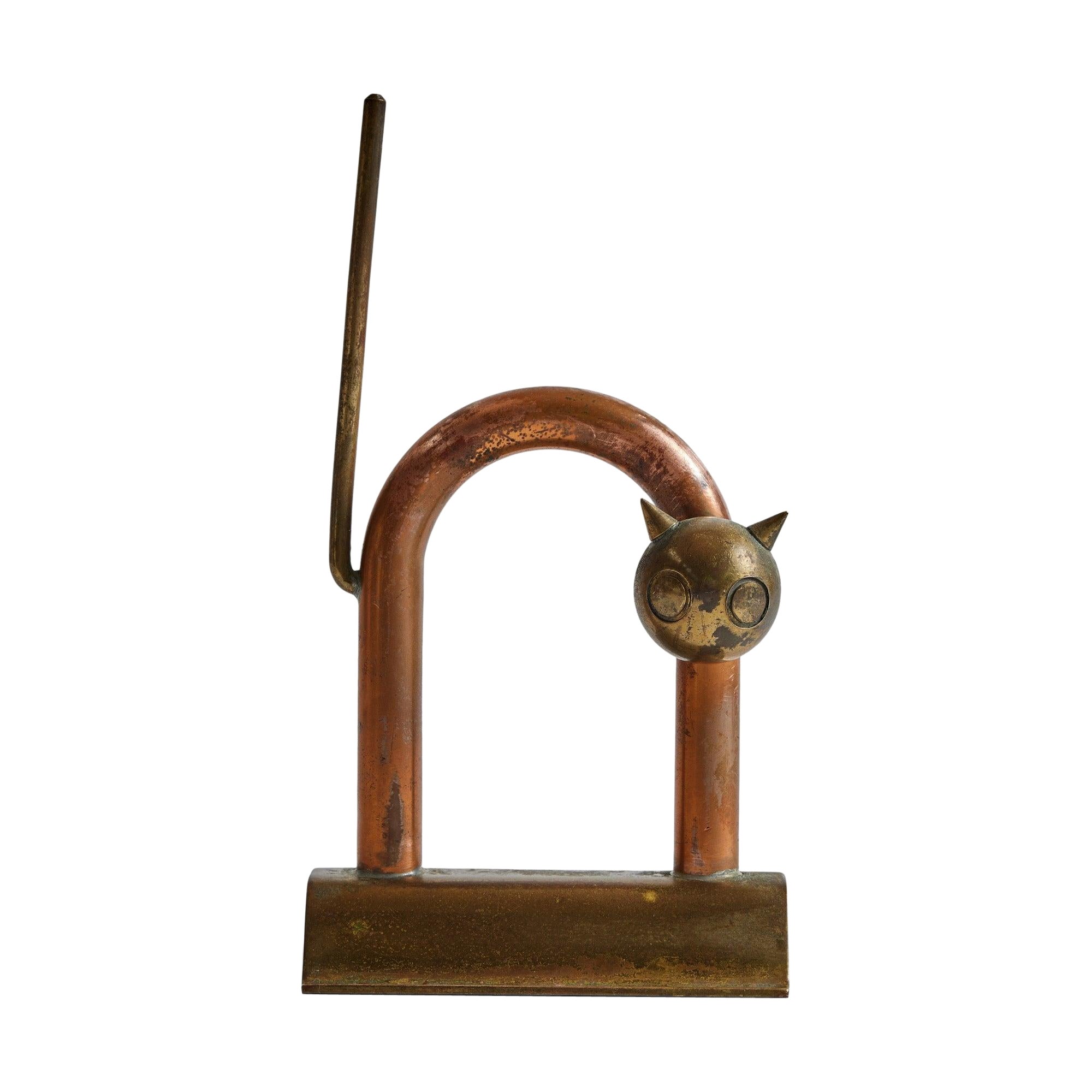 Cat Doorstop by Walter Von Nessen for Chase Brass, 1930's