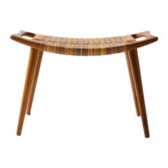 Oak and Cane Bench by Hans J. Wegner for Johannes Hansen