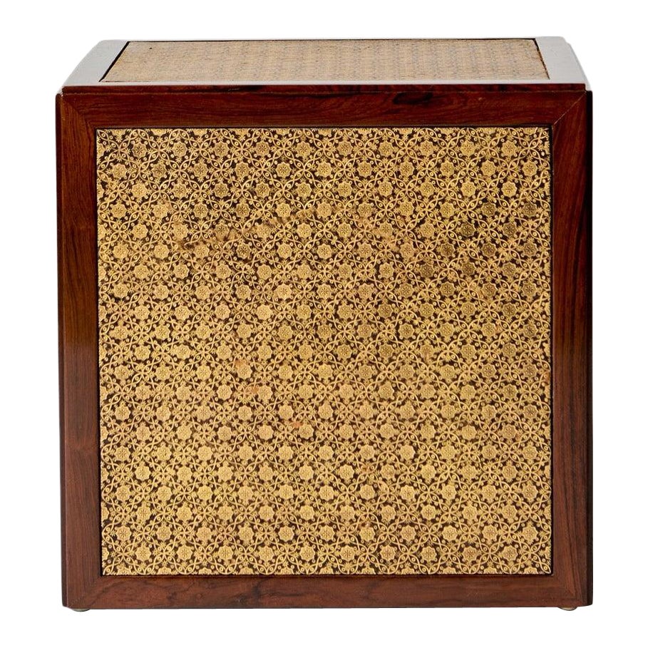 Rosewood and Leather Cube Side Table by Dunbar for Edward Wormley For Sale