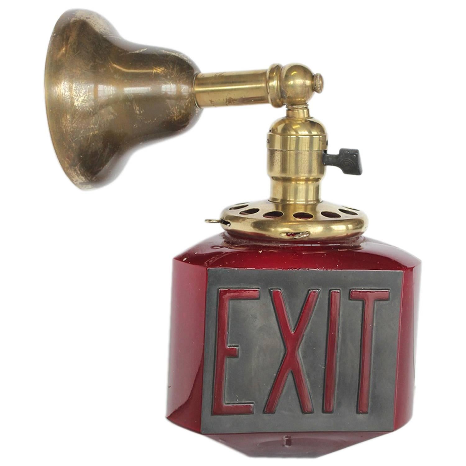 1920s Exit Light, Wall Sconce