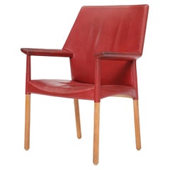 Leather Arm Chair by Ejner Larsen & Aksel Bender Madsen for Willy Beck, 1950s