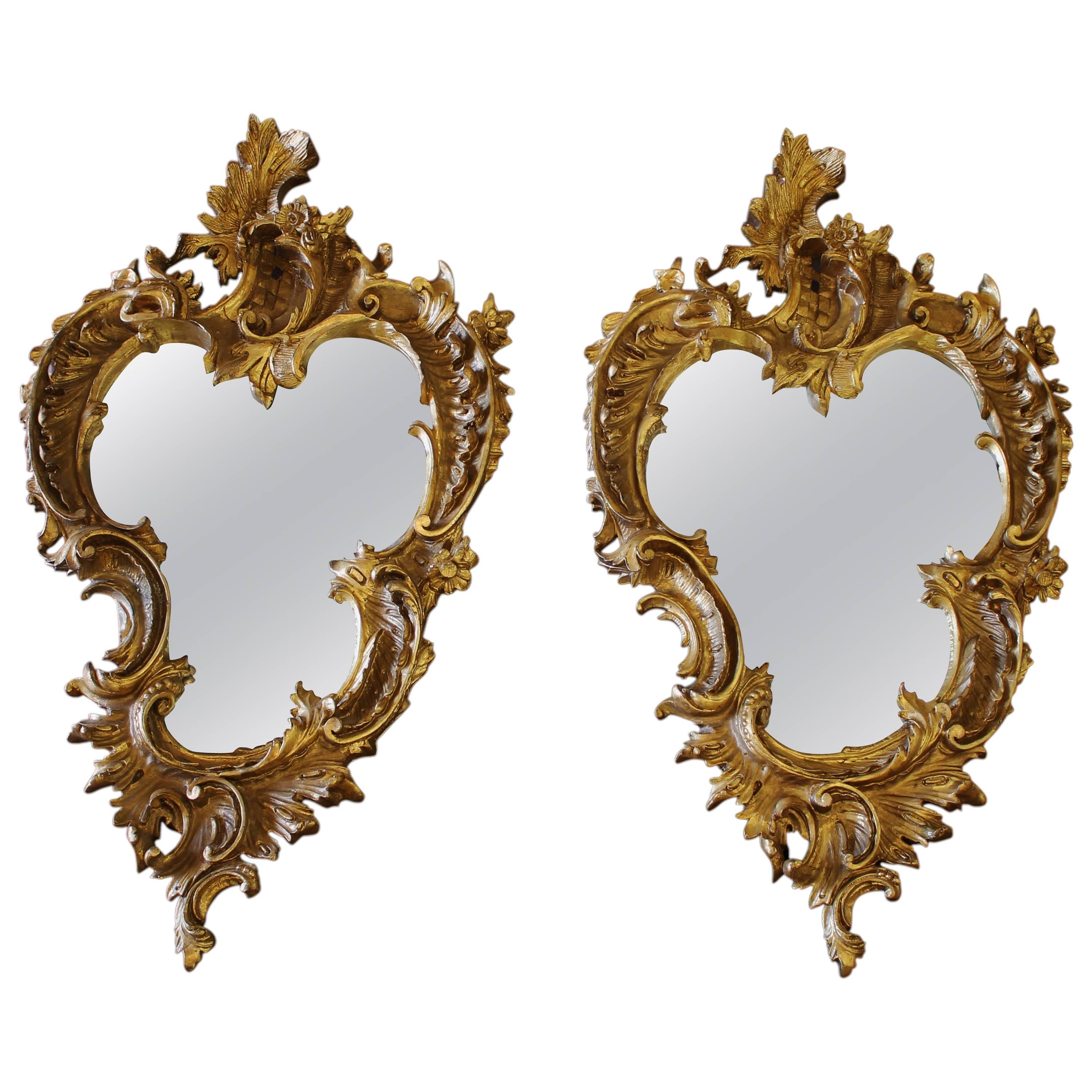 Pair of 19th Century Gilt Rococo Mirrors