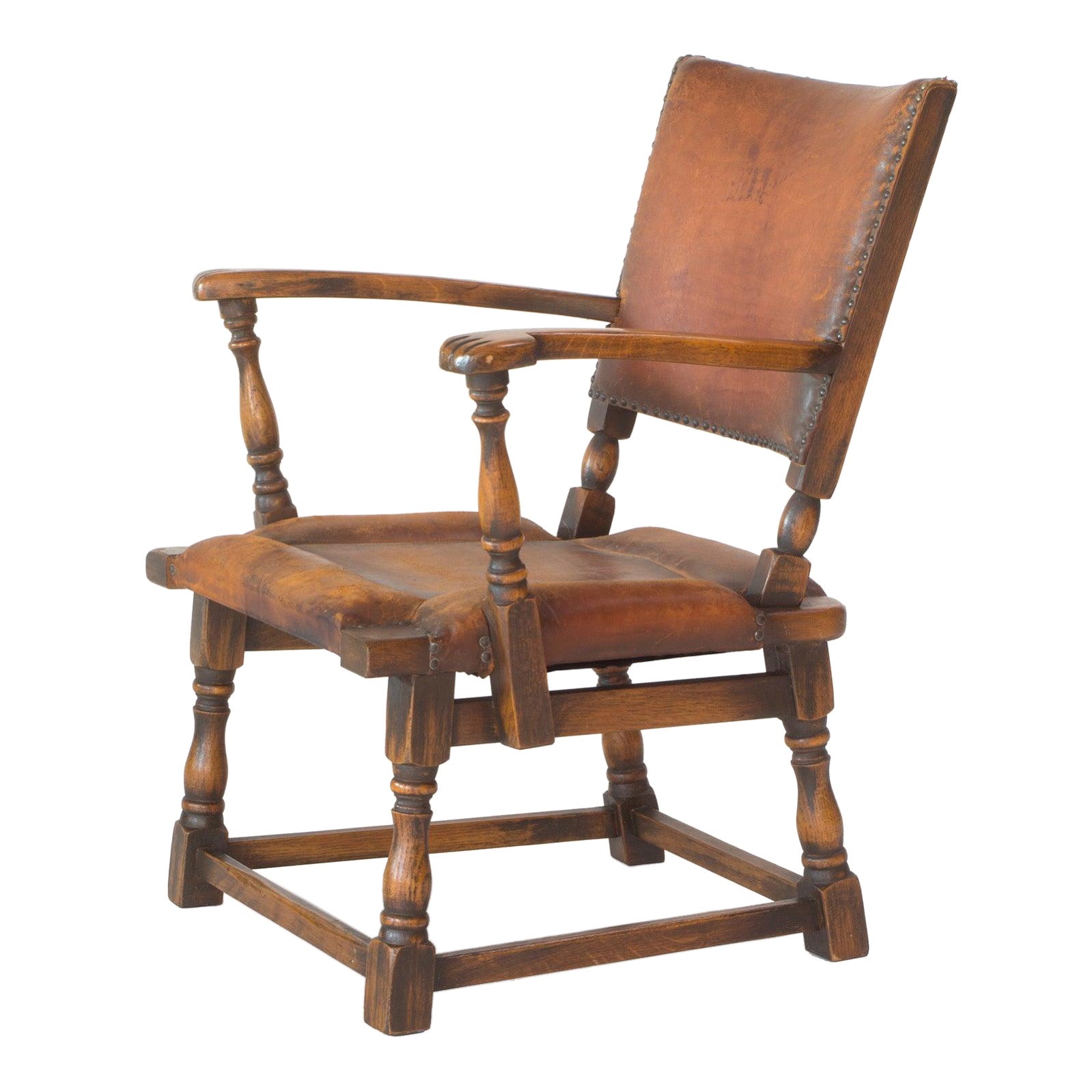 Leather and Oak Armchair by Theo Ruth for Artifort, 1940 For Sale