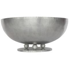 Large Midcentury Hand-Hammered Footed Bowl