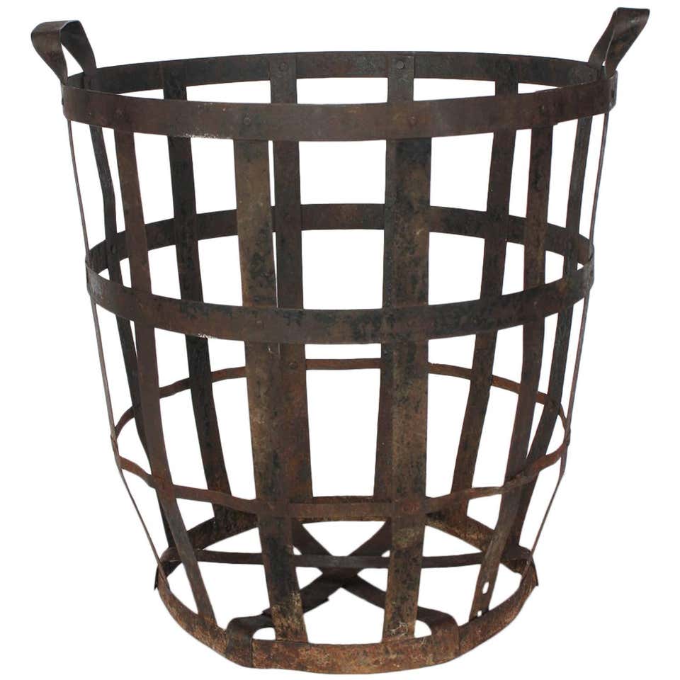 Large Industrial Metal Basket For Sale at 1stDibs