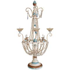 Vintage French Wooden and Crystal Girandole