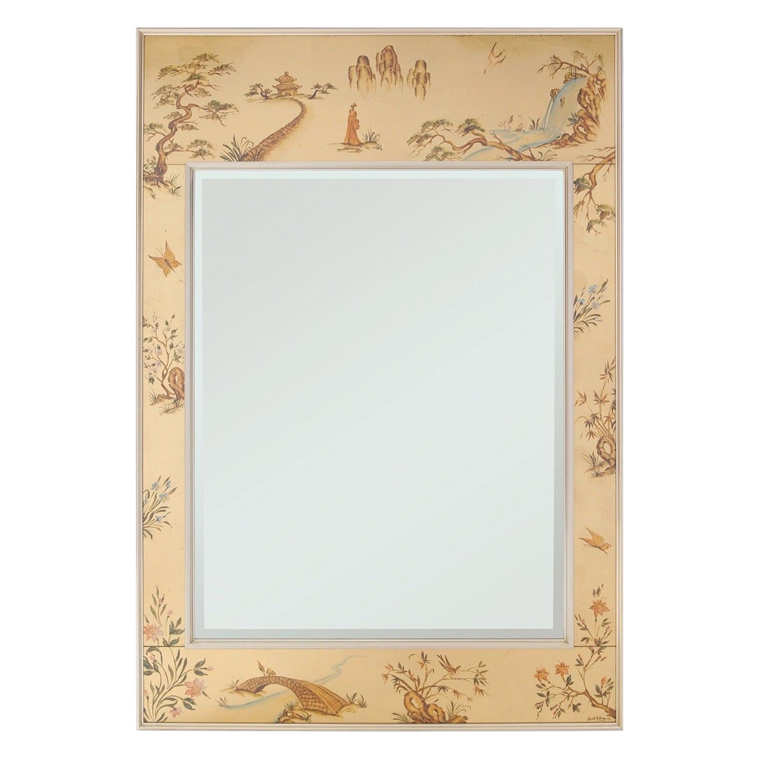 Espejo de pared Chinoiserie pintado a mano para LaBarge