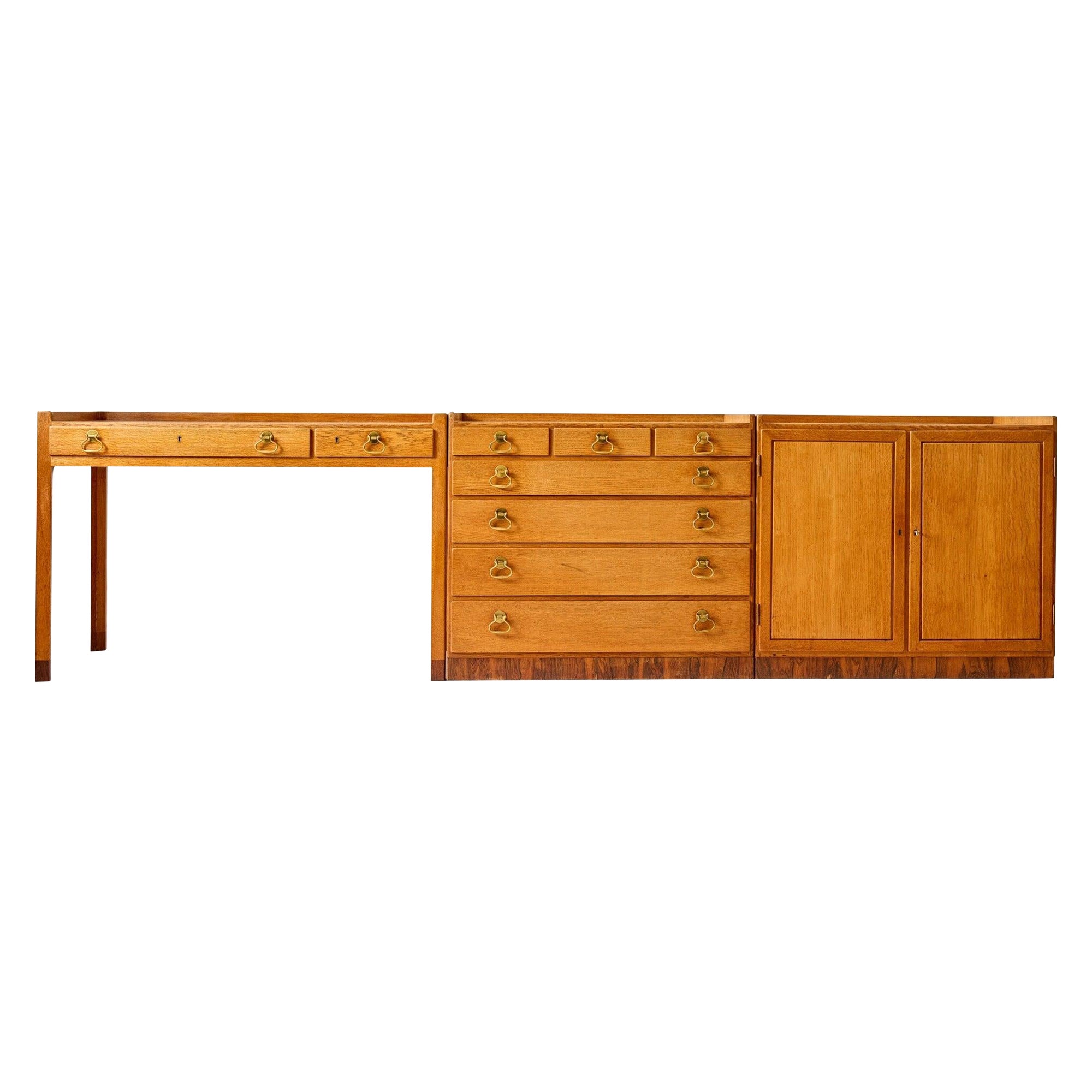 Unico mobile da scrivania di Hans J. Wegner per Johannes Hansen, 1947 in vendita