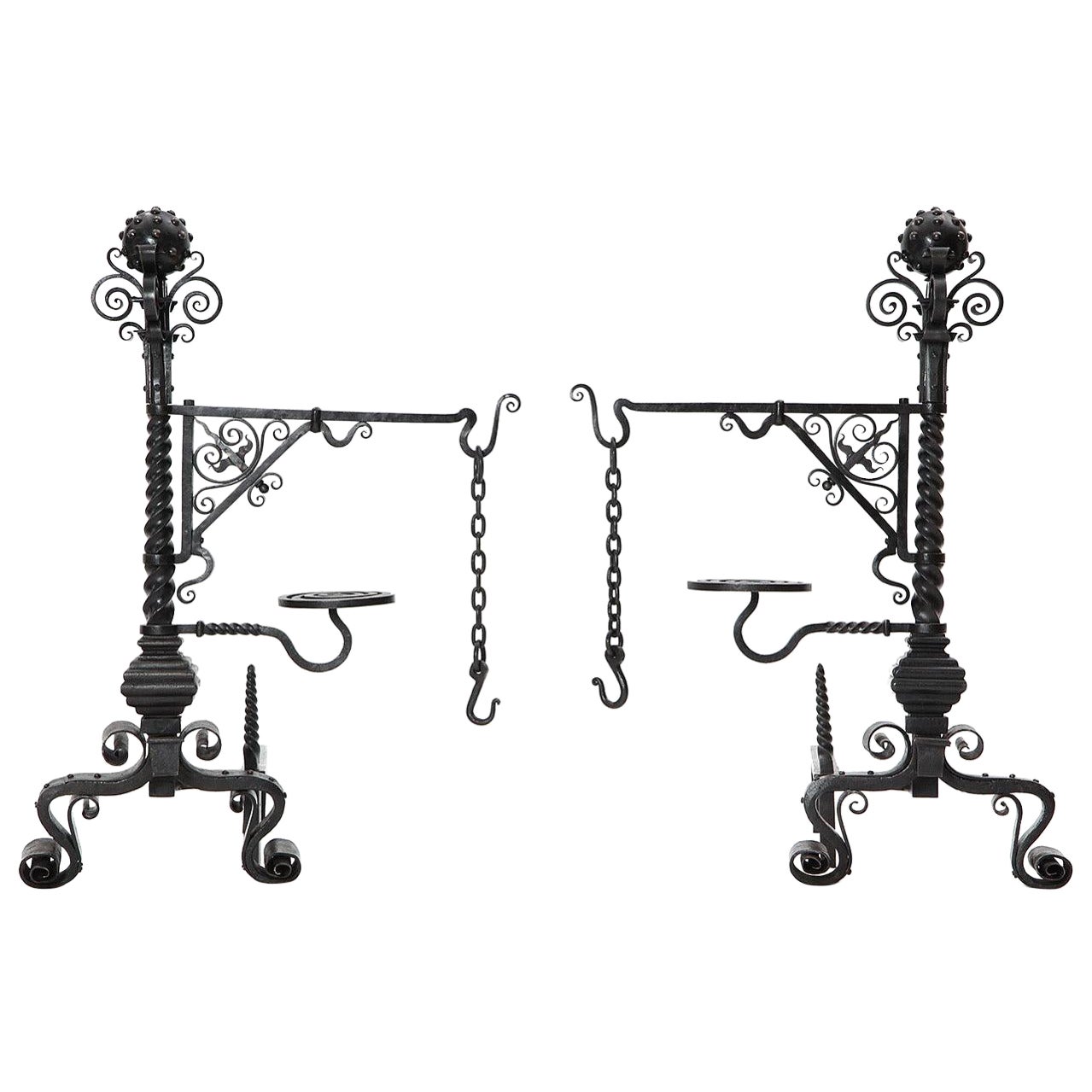 Grand Scale Andiron Set from USA, 1900s