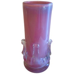 Mauve Murano Vase with Base Details