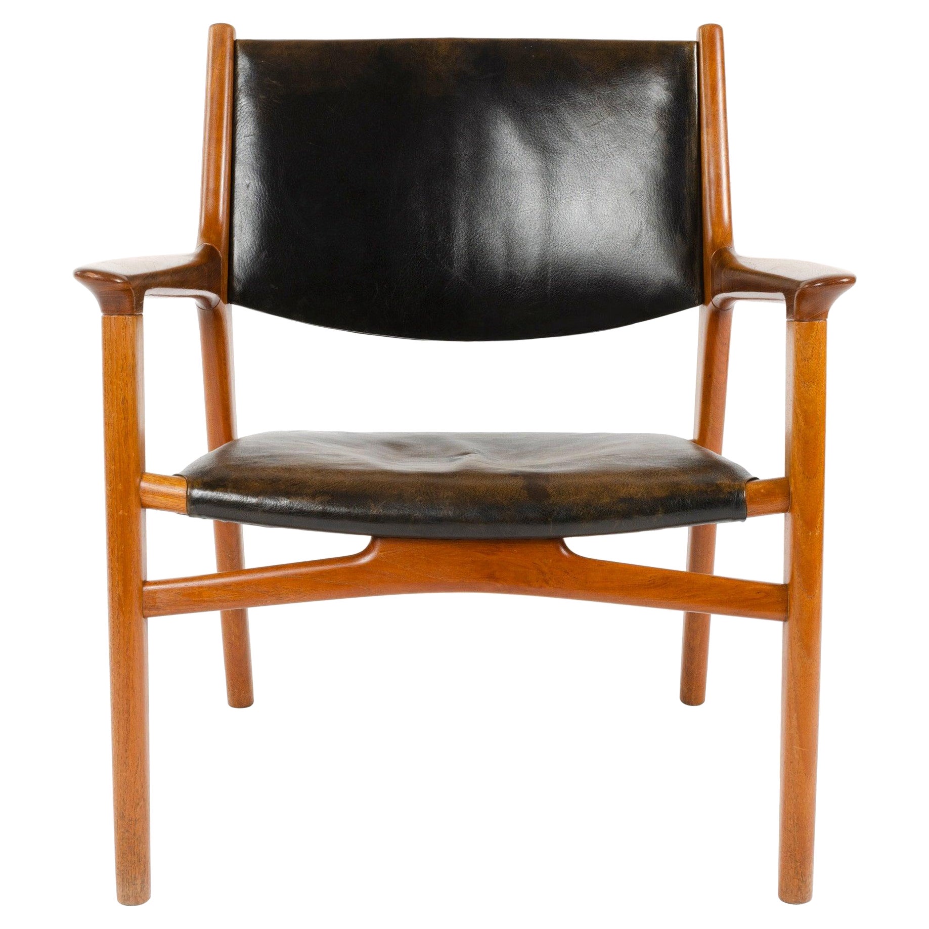 Oxhide Teak Lounge Chair by Hans J. Wegner for Johannes Hansen