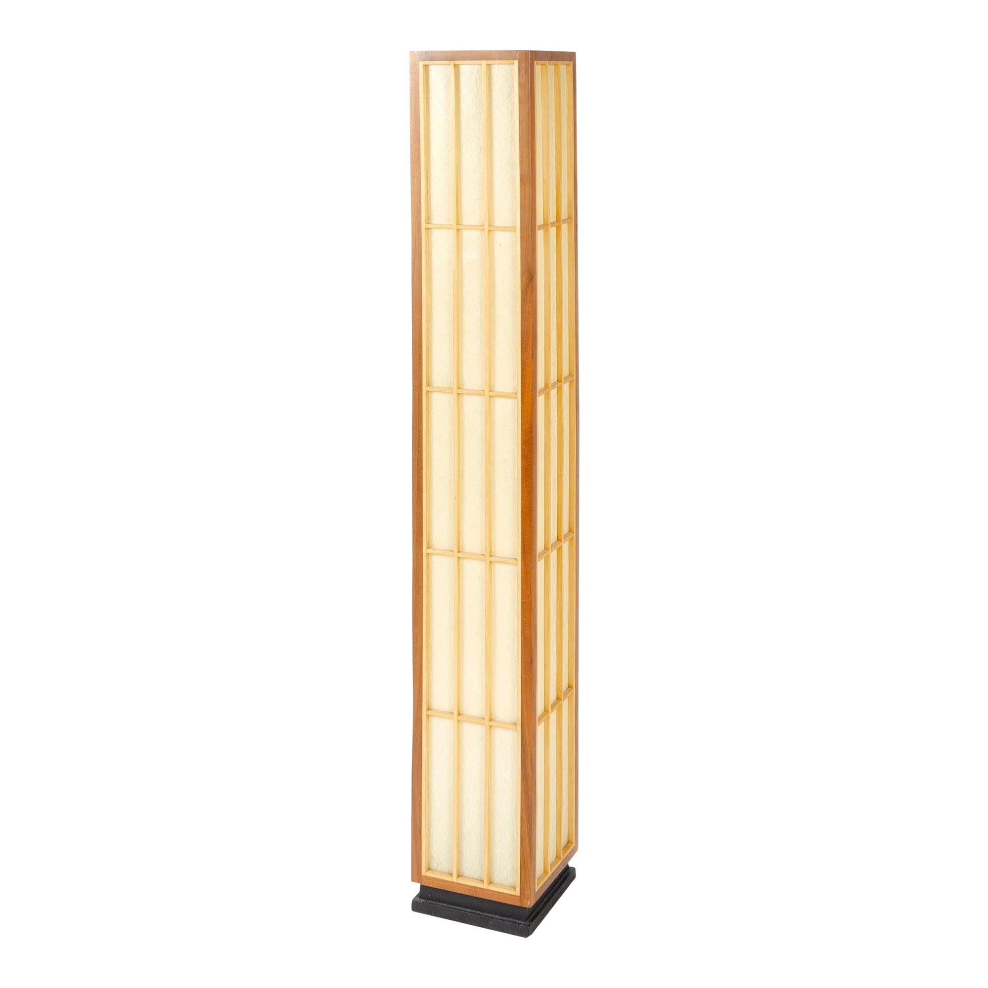 Japanese Style Grid Floor Lamp for Lightolier, 1970's For Sale
