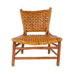 Sedia da salotto con sedile e schienale in tessuto Hickory per Old Hickory