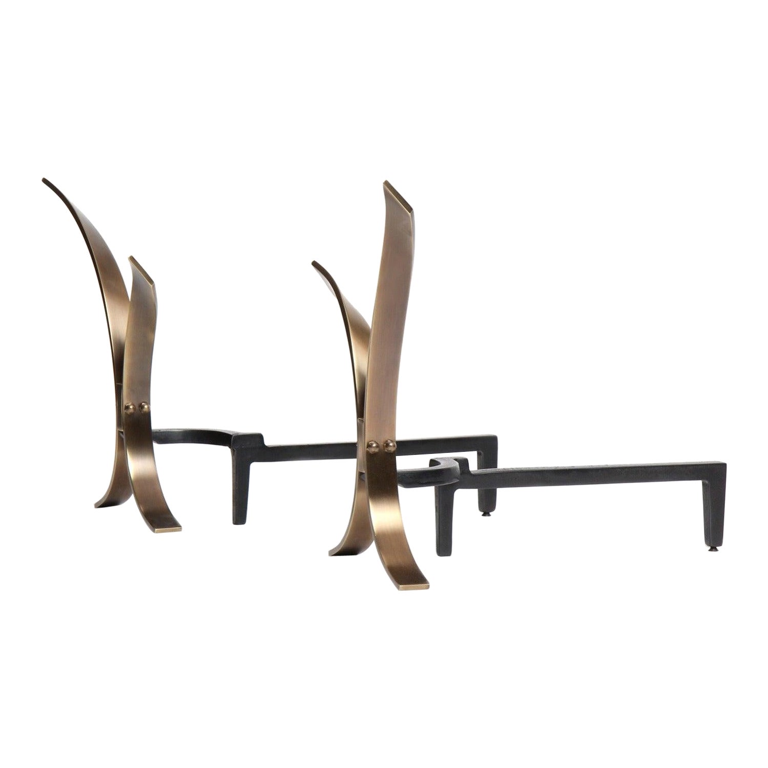 Sculptural Bronze Andirons from USA