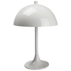 Vintage French Minimal White Mushroom Lamp in Metal by Editions Disderot, 1950s
