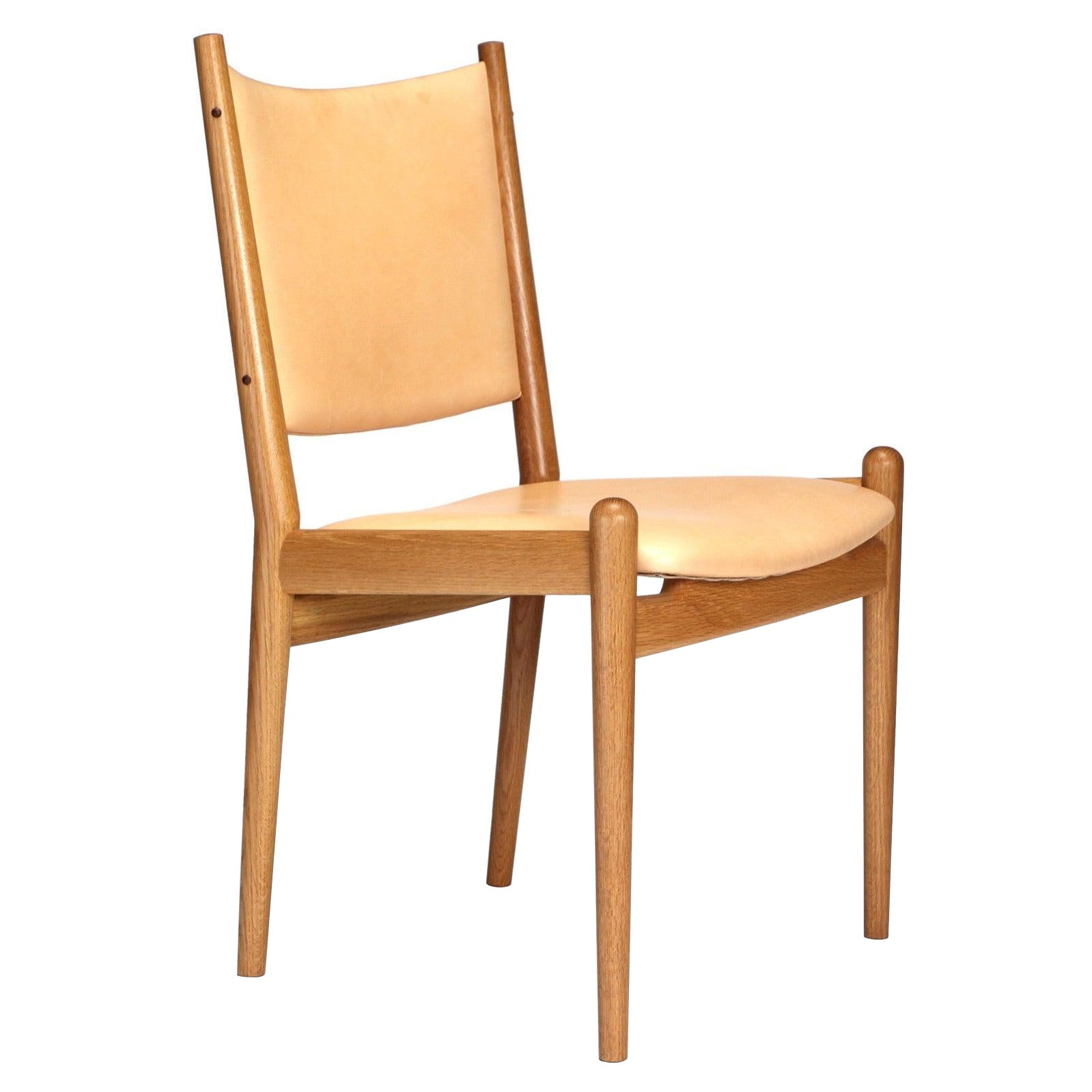 Oak and Leather Dining Chairs by Hans J. Wegner, 1950s For Sale