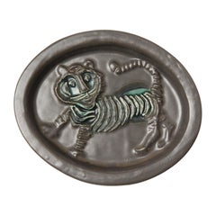 Tiger Plaque by David Gil for Bennington Potters, 1960s