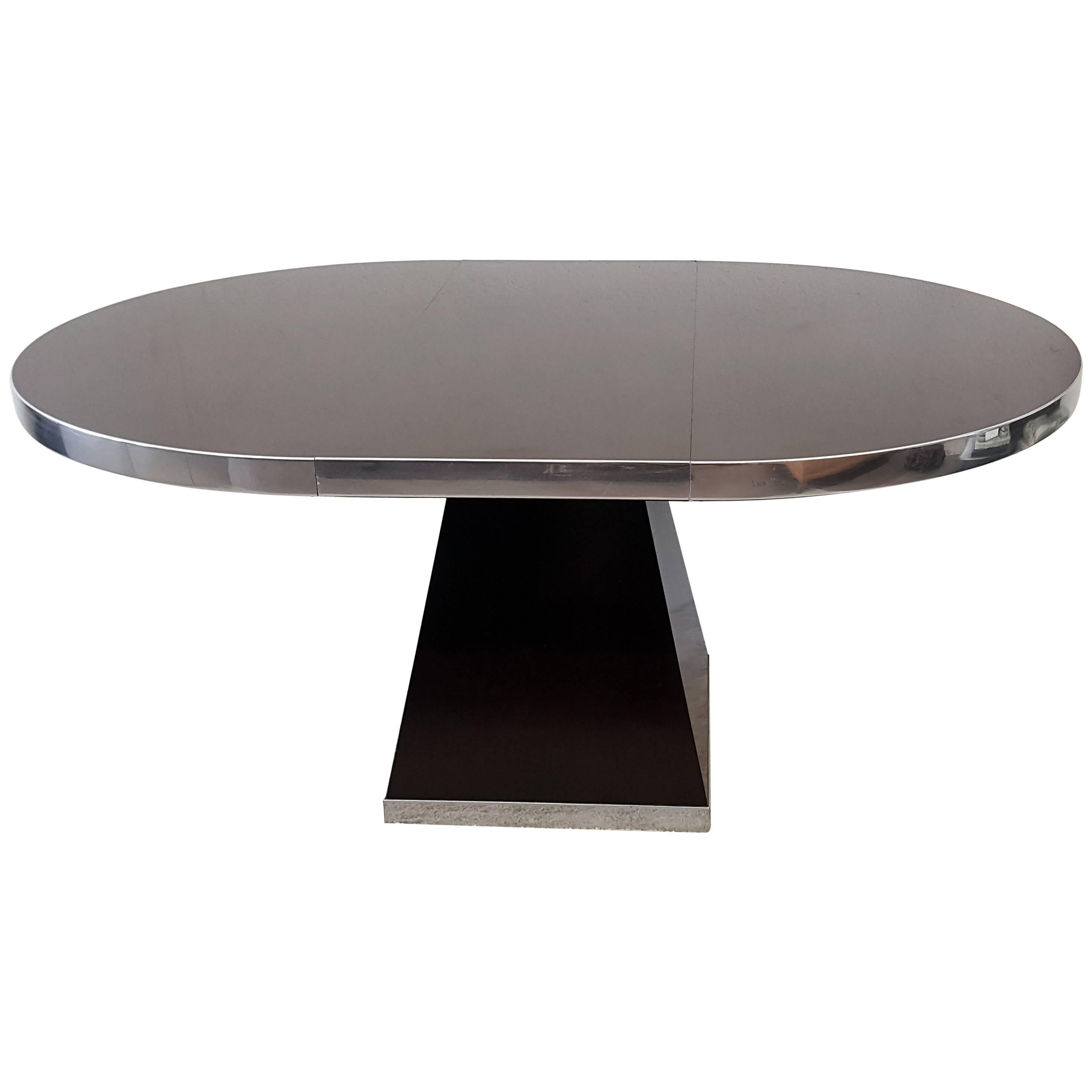 Pierre Cardin Chocolate Laminate and Polished Chrome Dining Table