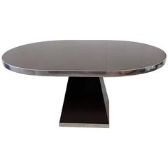 Pierre Cardin Chocolate Laminate and Polished Chrome Dining Table