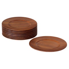 Stacking Turned Teak Plates by Jens H. Quistgaard for Kronjyden
