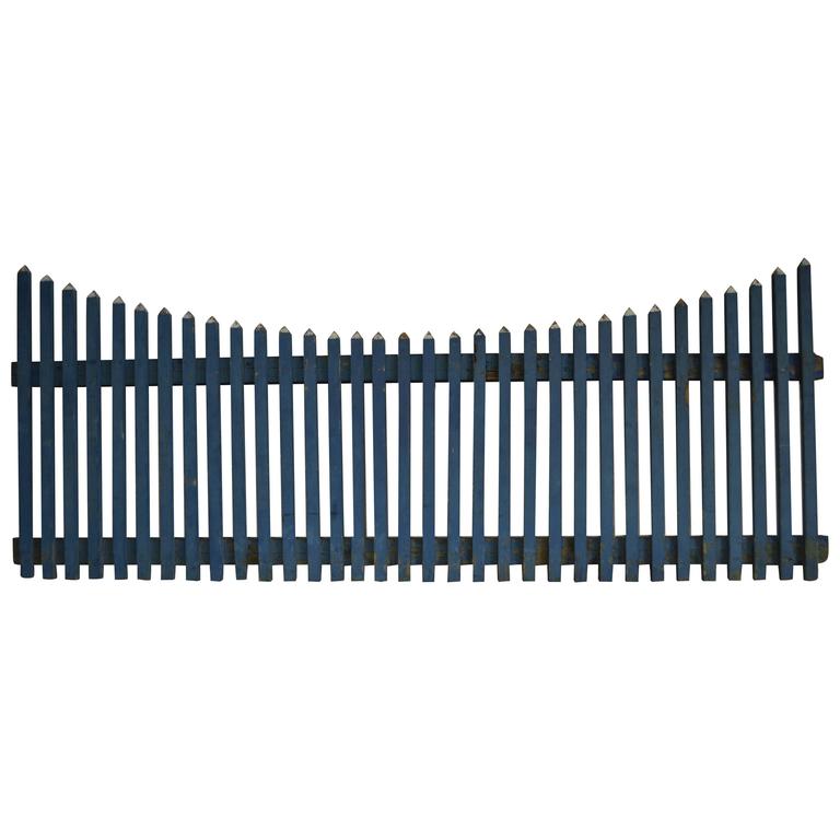 Farm Picket Fence in Original Blue Paint For Sale at 1stdibs