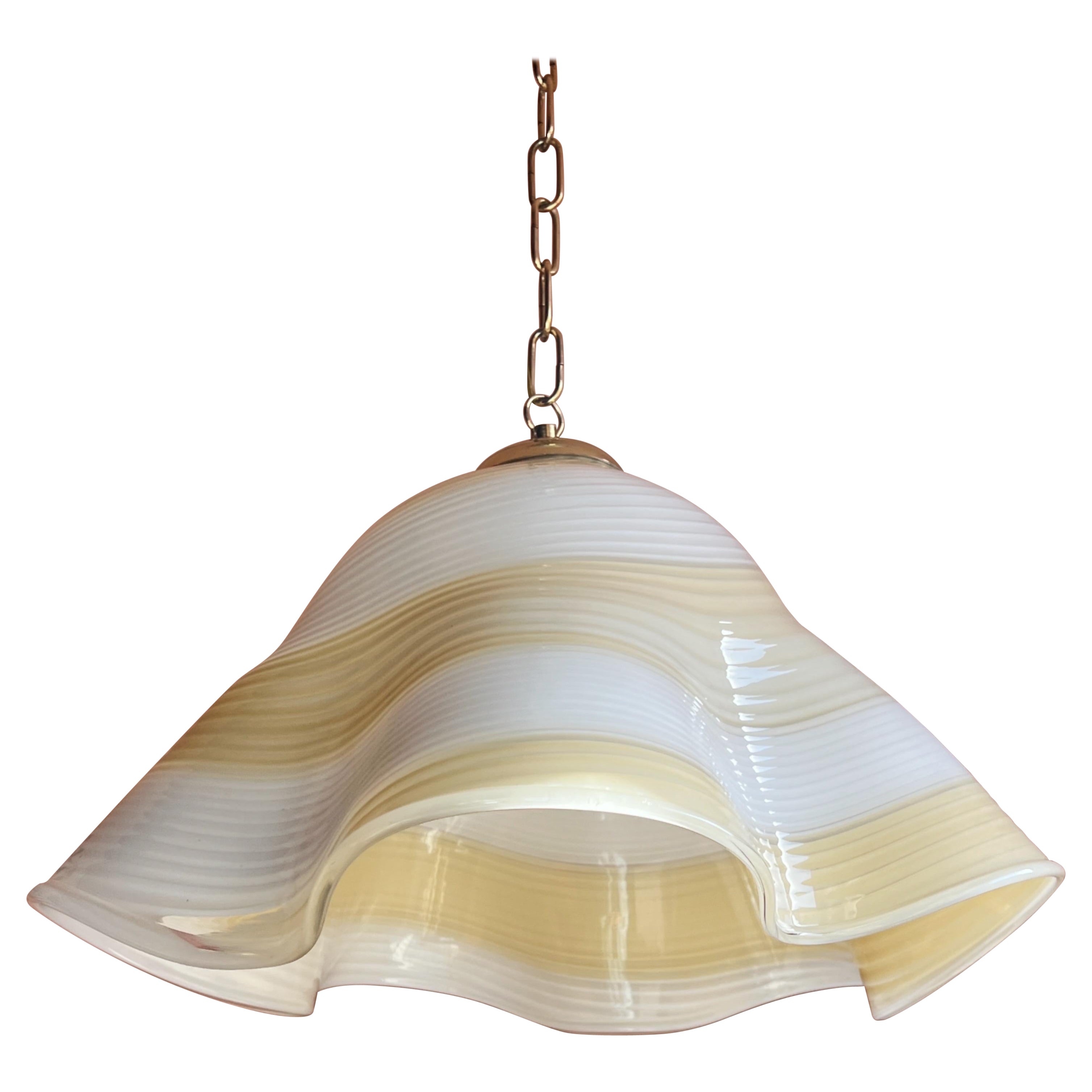 Lampe à suspension moderne mi-siècle en verre de Murano Fazzoletto tourbillonnant