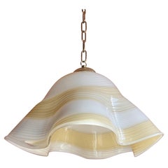 Mid Century Modern Murano glass pendant light Fazzoletto Handkerchief swirl