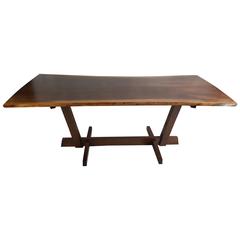 Modernist Live- Edge Figured Walnut  Dining Table by Griff Logan