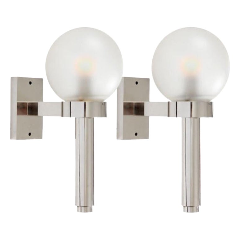 Pair of Polished Nickel Wall Lights by Angelo Lelli for Arredoluce