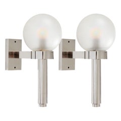 Pair of Polished Nickel Wall Lights by Angelo Lelli for Arredoluce