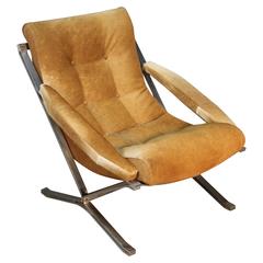 Mid-Century Parallel Bar Lounge with Hide Upholstery