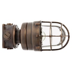Lampada a gabbia in bronzo industriale di Russell & Stoll Co.