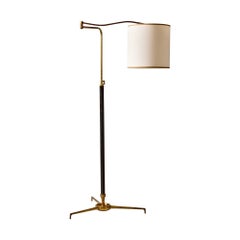 Adjustable Italian Leather Wrapped Floor Lamp by Angelo Lelli for Arredoluce