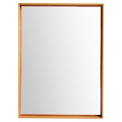 Original ‘Thin Line’ Solid Wood Mirror with Leather Trim, Made to Order