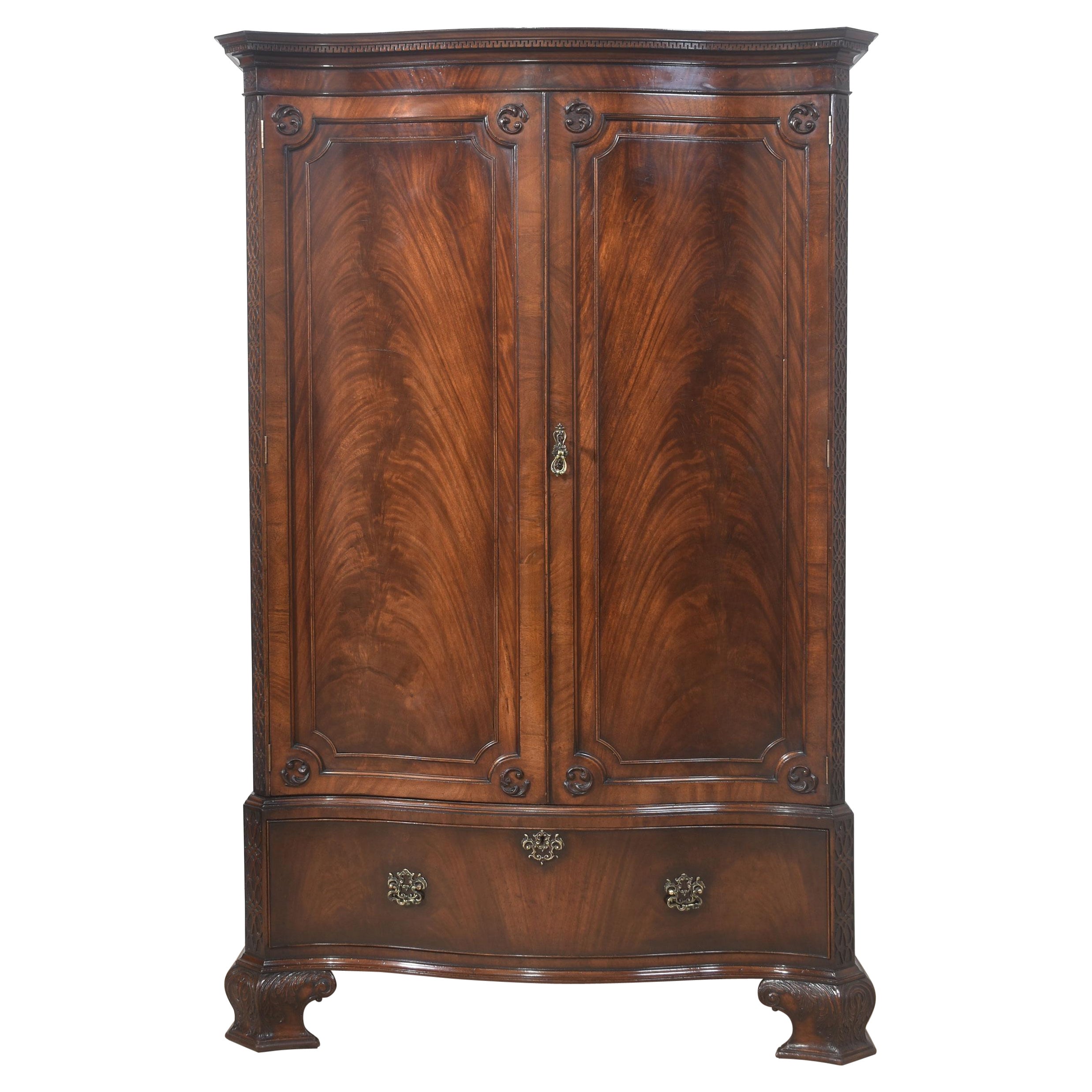 Chippendale revival mahogany wardrobe