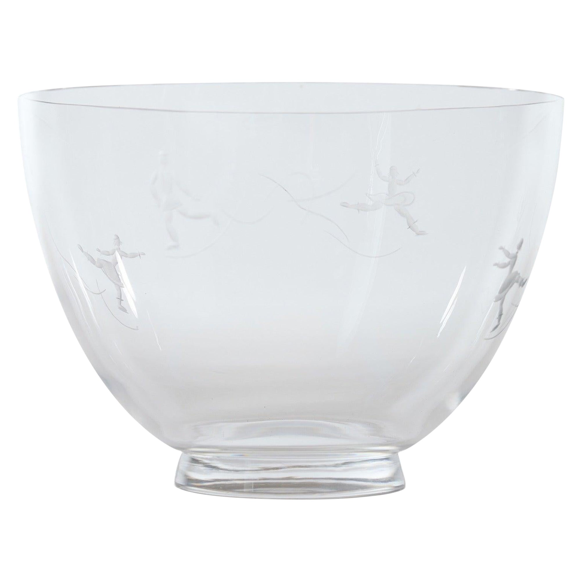 Footed Crystal Bowl by Edward Hald for Orrefors, 1938 For Sale