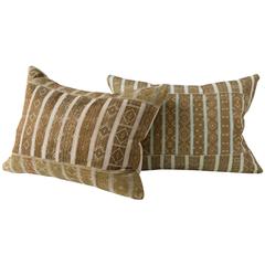 Miao Silk Jacquard Weave Pillows, Gold with Metallic Thread