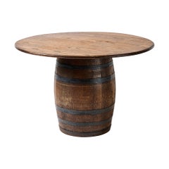 Staved Wood & Iron Barrel Table for Old Hickory