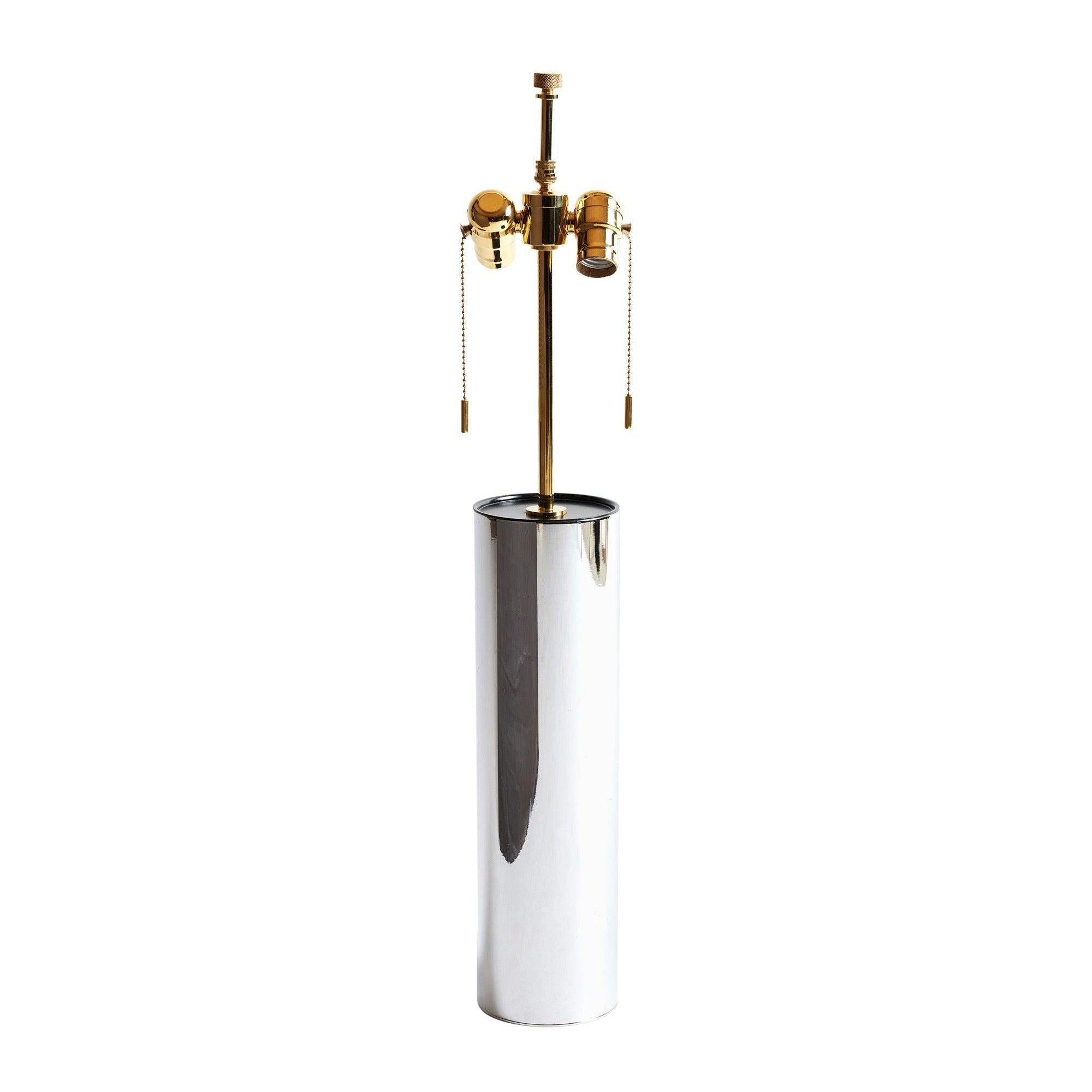 Lampe de table cylindrique polie des États-Unis