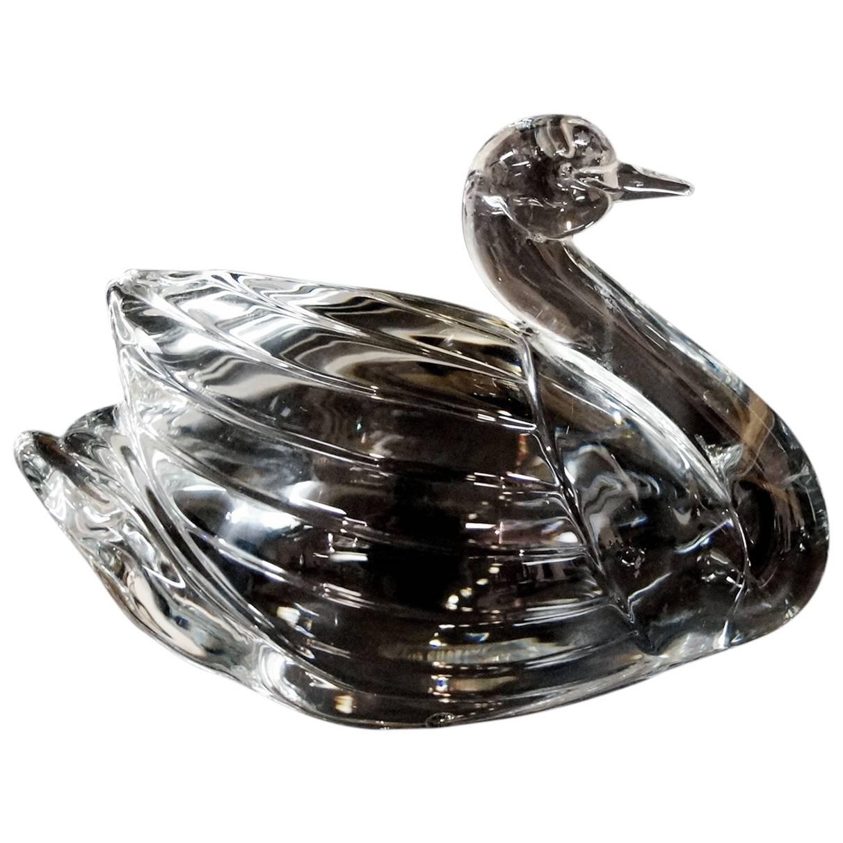 Large French Crystal Swan For Sale