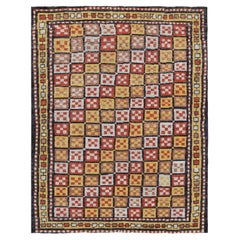 Rug & Kilim’s Modern Kurdish Style Rug in Gold with Colorful Geometric Patterns