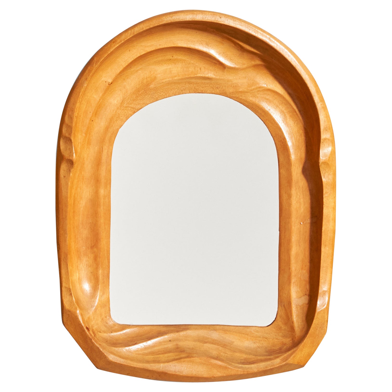 Diseñador Suizo, Espejo Pequeño, Madera, Suiza, Años 30