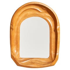 Swiss Designer, Small Mirror, Wood, Switzerland, 1930s