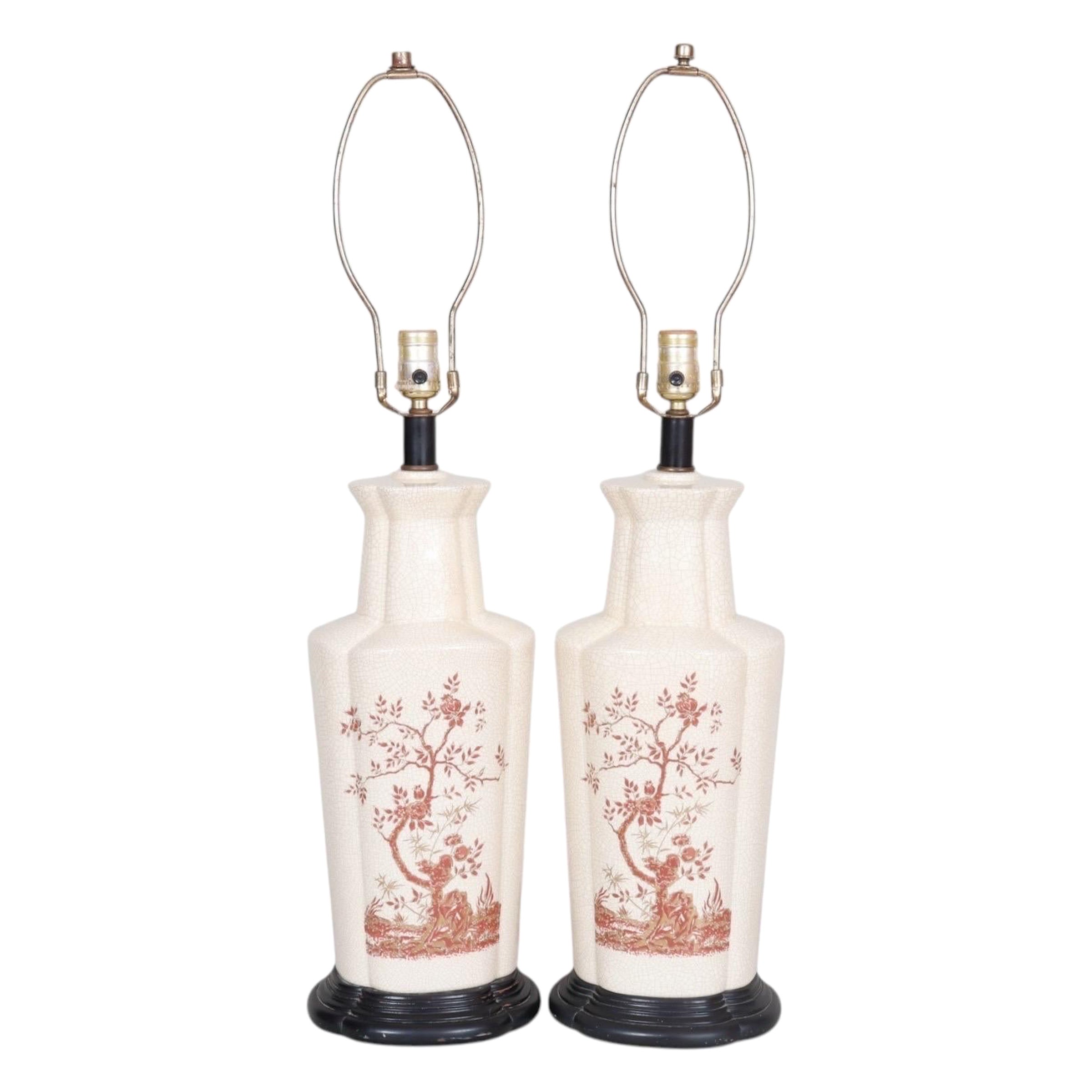 Chinoiserie-Keramik-Tischlampen - ein Paar