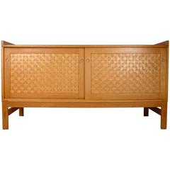 Danish Modern Woven Face Oak Sideboard 12
