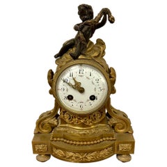 Antiguo Reloj de Manto Victoriano de Calidad Francesa Ornamentado en Ormolu y Bronce