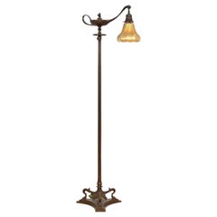 Tiffany Studios New York Aladdin Bronze and Favrile Glass Floor Lamp