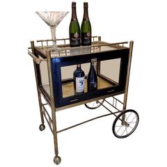 Antique Bar Cart / Trolley on Carriage Wheels