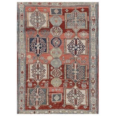 Tappeto in stile caucasico Rug & Kilim in rosso e rosa con medaglioni