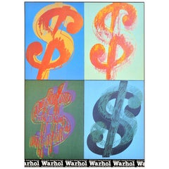 Affiche publicitaire originale Andy Warhol Dollar Pop Art Galerie Brachot